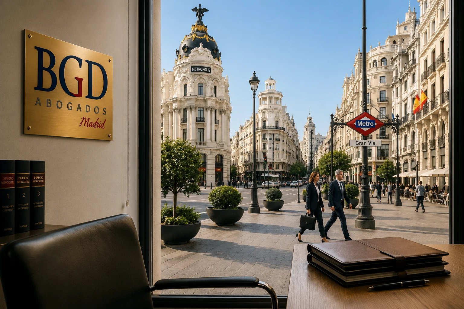 Calle histórica del centro de Madrid con la catedral al fondo